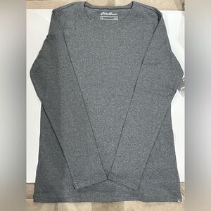 Eddie Bauer Charcoal Heather Knit Crew Gray Color 100 Percent Cotton